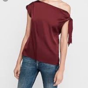 Express satin tie shoulder top